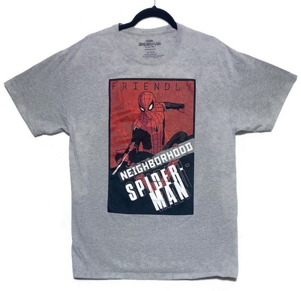 Marvel Friendly Neighborhood Spiderman T Shirt Men's Large Grey Short Sleeve
